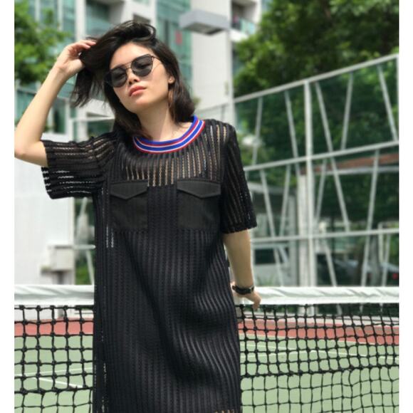 English Factory Anthropologie Black Mesh Sporty Sheer Dress size small - Picture 1 of 9